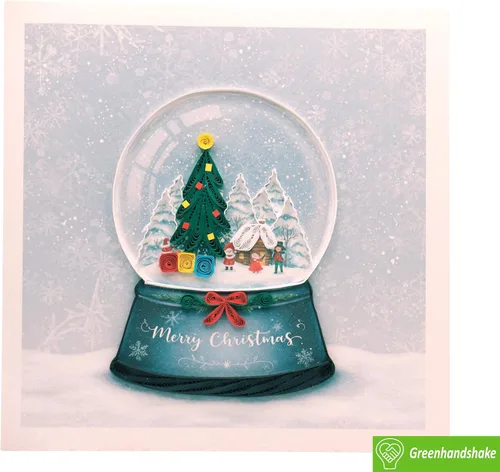 Miniatura 2 de Globo de nieve de Navidad, tarjeta de Navidad con filigrana - Arte único dedicado hecho a mano, tarjeta de felicitación de diseño para toda ocasión