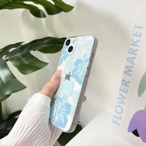 Miniatura 6 de Lovmooful Funda compatible con iPhone 13, bonito diseño transparente de flores de hibisco, estampado floral, para niñas y mujeres, TPU suave a