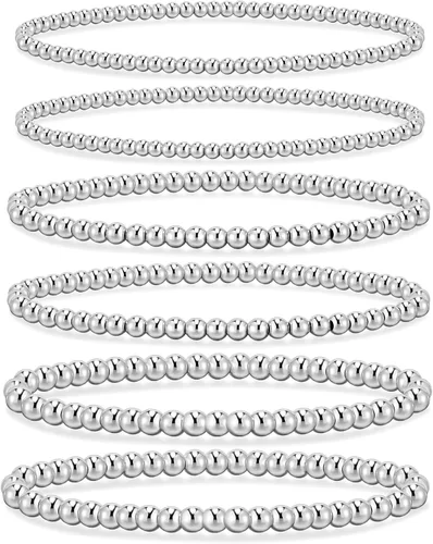 Miniatura 41 de adoyi - Pulseras de oro para mujer, impermeables, con cuentas de bolas chapadas en oro de 14K, pulseras ajustables apilables para regalos