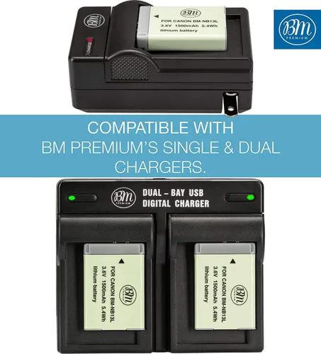 Miniatura 3 de BM Premium Paquete de 2 baterías NB-13L para cámaras digitales Canon PowerShot SX740 HS, G1 X Mark III, G5 X, G5 X Mark II, G7 X Mark II, G7 X Mark