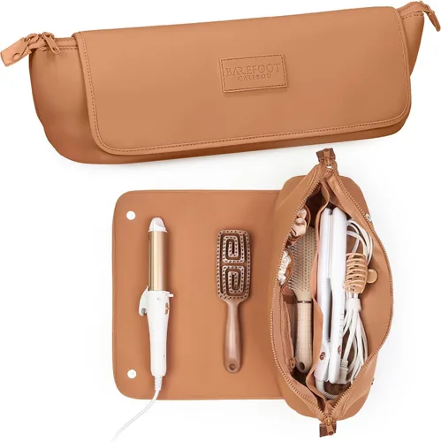 Miniatura 18 de BAREFOOT CARIBOU Bolsa de viaje para herramientas para el cabello y alfombrilla resistente al calor para planchas, alisadoras, rizadores