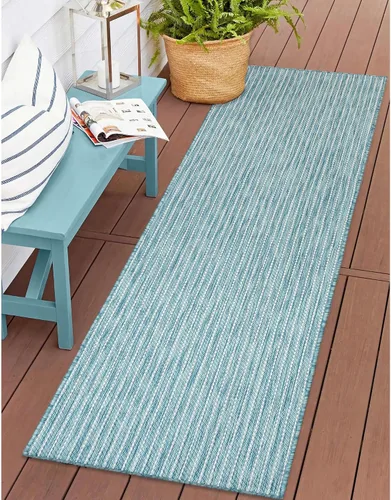 Miniatura 32 de Liora Manne Carmel - Alfombra tejida de perfil bajo de fácil cuidado para interiores y exteriores, color aguamarina, 6 pies 6 pulgadas x 9 pies 4