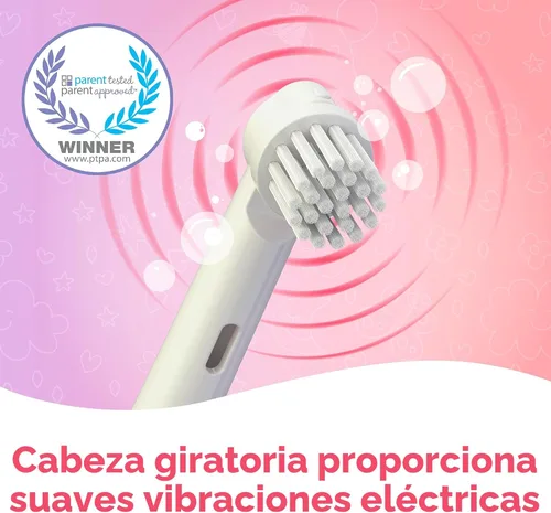 Miniatura 4 de Brusheez Juego de cepillos de dientes eléctricos para niños, seguro y eficaz para mayores de 3 años, probado y aprobado por los padres con cerdas