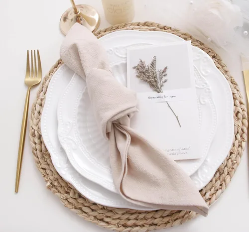 Miniatura 3 de Servilletas de tela de cena, 100% algodón suave, 12 piezas, 16'x16', champán
