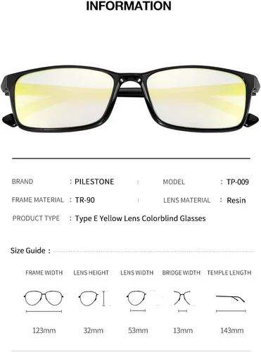 Miniatura 2 de Pilestone TP-009 Gafas para daltónico amarillo (Tritanomalía/Tritanopia)