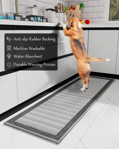 Miniatura 3 de PADOOR Tapetes de cocina para piso, alfombras de cocina antideslizantes, lavables, medio círculo, alfombra para fregadero de cocina, alfombra