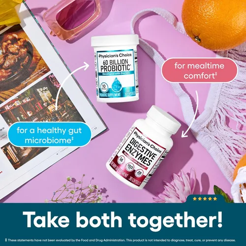 Miniatura 5 de Physician's CHOICE Probióticos 60 mil millones de UFC – 10 cepas + prebióticos orgánicos – Salud inmunológica, digestiva e intestinal – Apoya