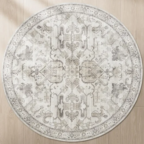 Miniatura 25 de jinchan Lima - Alfombra simétrica floral geométrica lavable, alfombra de entrada de medio círculo de 2 x 3, alfombra de media luna, suave y Azul
