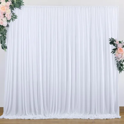 Cortinas de fondo blancas sin arrugas de 10 x 10 pies para bodas, cortinas de fondo de fotografía de poliéster para fiestas de cumpleaños, soporte