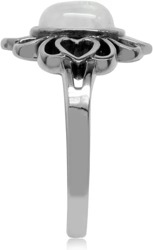 Miniatura 3 de Silvershake Anillo de plata de ley 925 con filigrana y piedra de luna natural