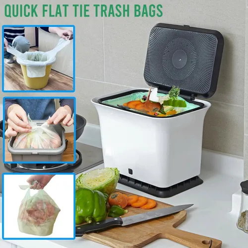 Miniatura 3 de BEIDOU-PAC Bolsas de basura compostables con solapa de 1 a 2 galones, 120 bolsas de abono pequeñas, bolsas de basura biodegradables para cocina