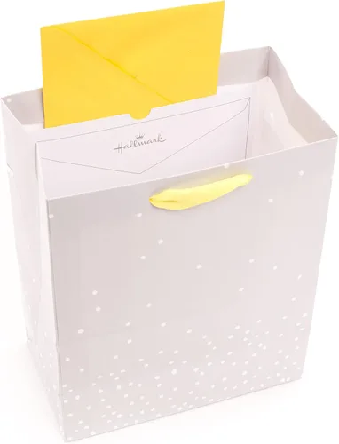 Miniatura 5 de Hallmark Bolsa de regalo mediana para bebé de 9 pulgadas con papel de seda, cartel de bebé en gris, rosa y azul para baby showers, nuevos padres