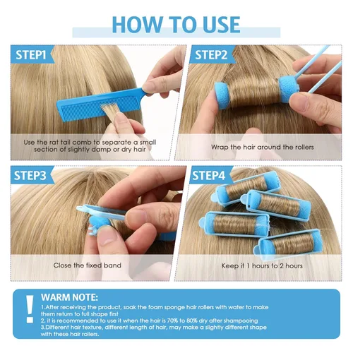Miniatura 3 de Syhood 43 Piezas Rodillos de Espuma para el Cabello para Mujeres de 0.59 Pulgadas Rizadores Suaves para Dormir Herramienta de Rizador de Esponja