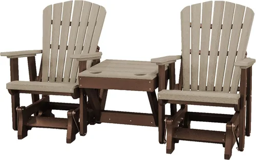 Miniatura 7 de DutchCrafters Slat - Sillas de patio Adirondack de doble polietileno con respaldo de ventilador para exteriores con mesa central (negro y azul aruba)