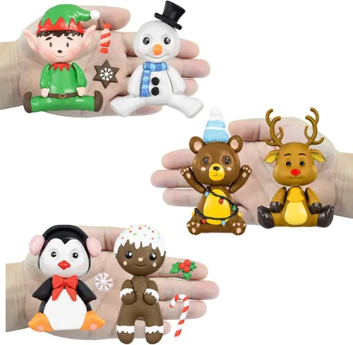 Miniatura 5 de FUNSHOWCASE Moldes de silicona de Navidad, pingüino, reno, muñeco de nieve, hombre de jengibre, Papá Noel, elfo, oso, altura de 3 a 4 pulgadas