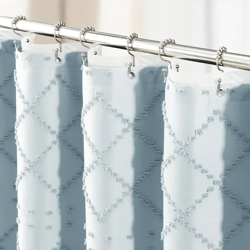 Miniatura 28 de Dynamene Cortina de ducha de tela de 36 x 72 pulgadas, diseño bohemio, geométrico, a rayas, para baño, juego de cortina de ducha estrecha gruesa