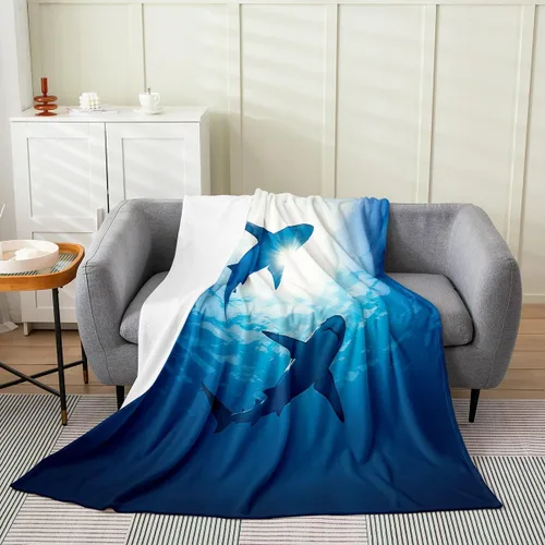 Miniatura 12 de Erosebridal Hammerhead Shark Flannel Blanket 40x50 Marine Life Fuzzy Plush Throw for Sofa Couch Hammerhead Shark Lover Gifts Ocean Sealife Fleece