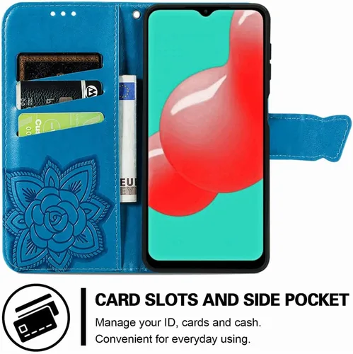 Miniatura 3 de Funda tipo cartera para Samsung Galaxy A32 5G, funda tipo cartera para Samsung A32 5G, piel sintética de alta calidad, con diseño de mariposas