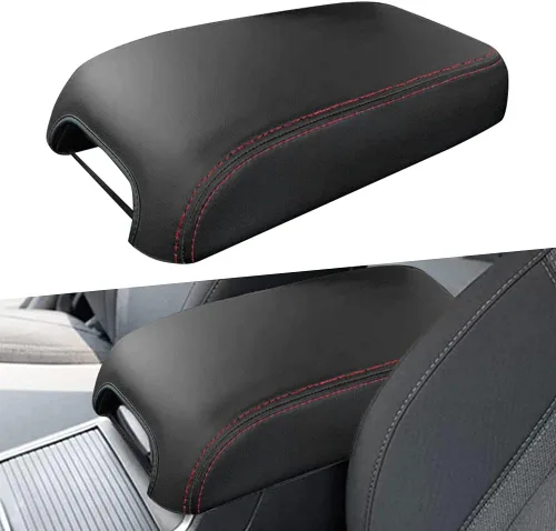 Miniatura 10 de sportuli Funda de cuero antiarañazos para reposabrazos de repuesto para Dodge Charger Chrysler 300 300C 2011-2023 2024 (costuras negras)