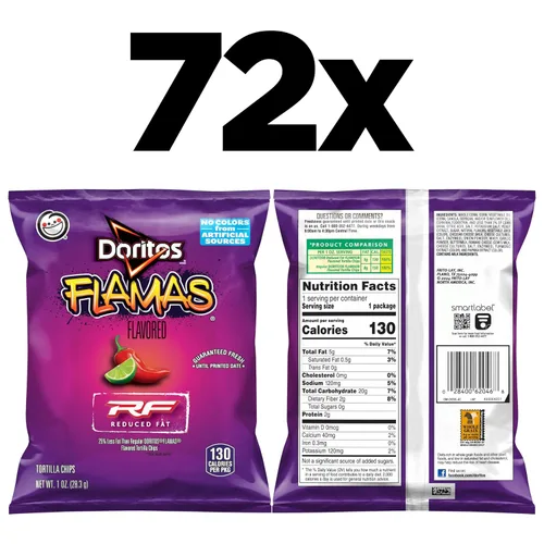 Miniatura 2 de Doritos Chips de tortilla reducidos en grasa, sabor a flamas, 1 onza (paquete de 72)
