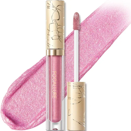 Miniatura 17 de FOCALLURE Lápiz labial líquido metálico, brillo de labios no pegajoso, color de labios de alto impacto con resistencia a la transferencia, BR01