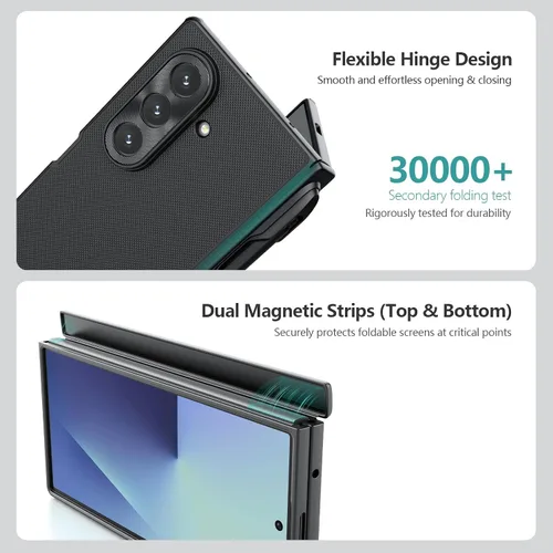 Miniatura 6 de Nillkin Funda para Samsung Galaxy Z Fold 7 con soporte para S Pen (compatible con MagSafe), protección de bisagra, protector de pantalla HD, textura