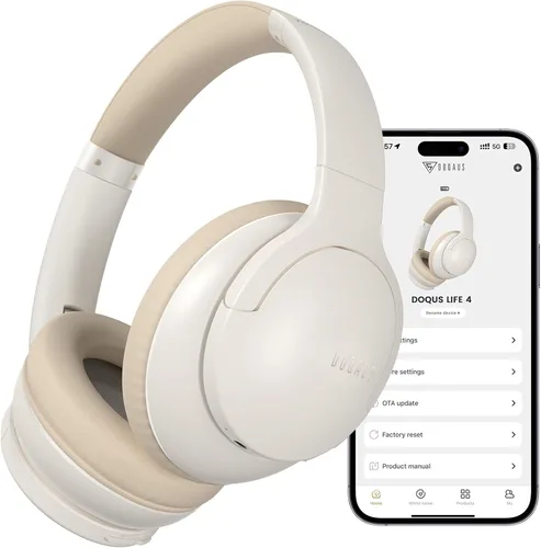 DOQAUS Auriculares Bluetooth sobre la oreja con 90 horas de reproducción, 3 modos de ecualización profesional, graves profundos de alta fidelidad y