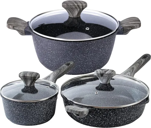 Miniatura 15 de Juego de utensilios de cocina antiadherentes de aluminio fundido Country Kitchen - Utensilios de cocina duraderos para cocina diaria, mango redondo