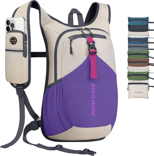 Miniatura 17 de BECOJADDE - Mochila de senderismo pequeña de 15 L para hombres y mujeres, plegable y ultraligera, para viajes, camping y actividades al aire libre