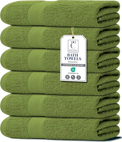 Miniatura 15 de Juego de 6 toallas de baño de tamaño mediano, 100% rizo de algodón, 24 x 48 pulgadas, secado rápido, suaves y altamente absorbentes, toallas