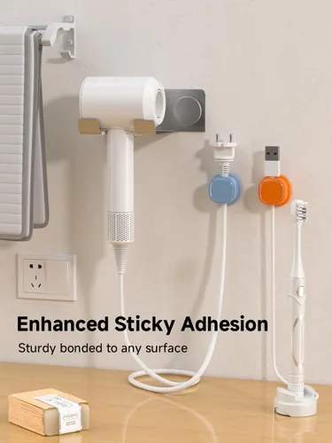 Miniatura 6 de Paquete de 9 organizadores de cables, gestión de cables de resorte, bonitos clips adhesivos para cables, cargador de teléfono para escritorio