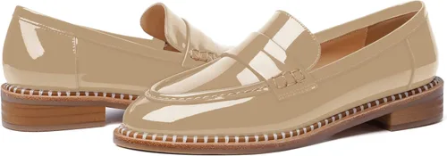 Miniatura 6 de FOGEENA Mocasines de tacón bajo para mujer, estilo casual, puntera redonda, de charol grueso, de 1 pulgada