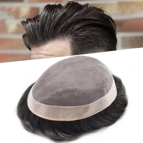 Miniatura 48 de Toupee - Sistema de reemplazo de cabello humano para hombre, encaje mono fino, duradero, línea capilar natural para hombre, pieza de cabello NPU