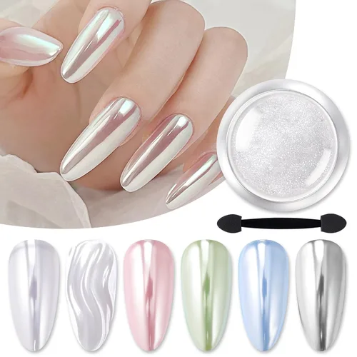 Miniatura 14 de Born Pretty Polvo de Uñas Holográfico Fino Efecto Arco Iris Iridescente Multi Cromo para Manicura en Polvo de Pigmento Holográfico para Salón, Arte