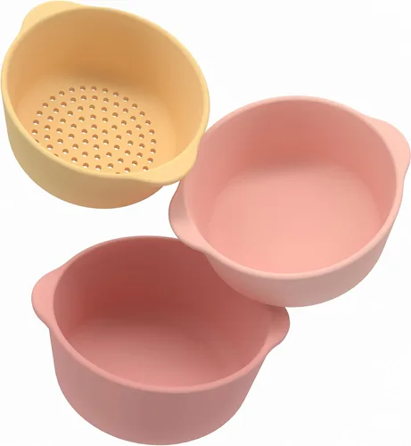 Inspire My Play - 3 cuencos y tamiz anidables - Perfecto para bandeja de juegos sensoriales - Accesorios para contenedores sensoriales - Suministros