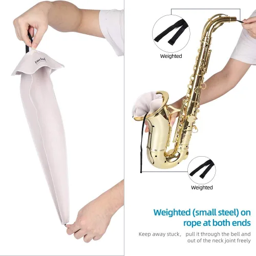 Miniatura 3 de Imelod Kit de limpieza de saxofón con estuche para flauta de clarinete alto tenor y otros estragos de viento y viento de madera, incluyendo paño