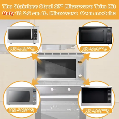 Miniatura 3 de NN-TK922SS - Kit de molduras de microondas de 27 pulgadas para Panasonic para hornos microondas de 2.2 pies cúbicos, microondas incorporado con kit