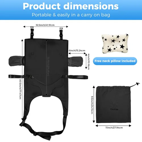 Miniatura 4 de Cama de viaje extensor de asiento de avión para bebés Cama de vuelo para bebé en regazo Extensor de asiento de viaje para bebé plegable suave