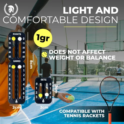 Miniatura 7 de Tenis y pádel puntuación para raquetas ultraligero adhesivo 3M Rastreador de puntuación de raqueta de tenis y juego de marcador imprescindible
