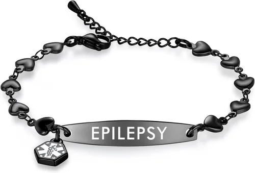 Miniatura 10 de mnmoom Pulseras de alerta médica para mujeres 6.5-8 pulgadas ajustables corazón links pulseras médicas con grabado