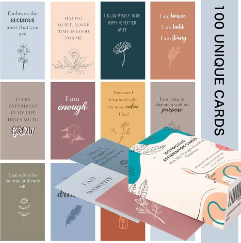 100 tarjetas de afirmación para mujeres y hombres con más de 150 preguntas que invitan a la reflexión, tarjetas de afirmación únicas para aliviar el