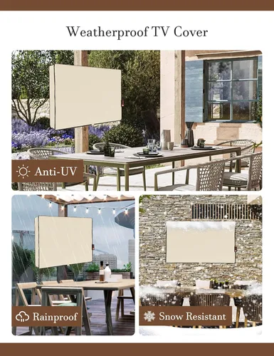 Miniatura 6 de iBirdie Funda de TV impermeable y resistente a la intemperie con cremallera para TV de pantalla plana exterior de 28 a 32 pulgadas, tela gruesa 600D