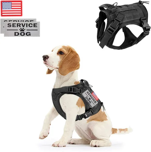Miniatura 13 de Arnés táctico para perro, chaleco de entrenamiento al aire libre, chaleco militar K9 de patrulla para perro, arnés táctico ajustable para cachorros