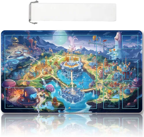 Miniatura 19 de Tapete de juego MTG cosido de alta calidad con zonas y respaldo de goma antideslizante, tapete de juego TCG para MTG y otros juegos de cartas, Dkt