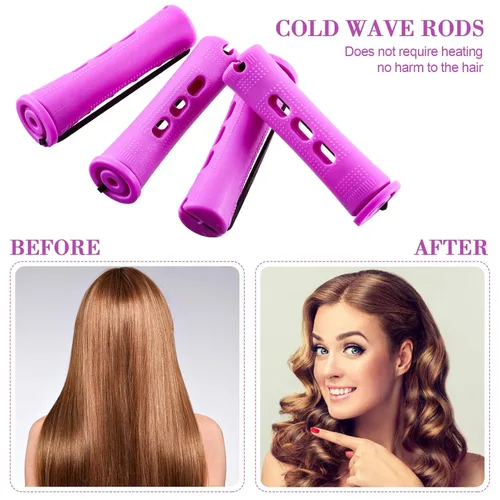 Miniatura 4 de 48 piezas de varillas para el cabello permanente, varillas cortas de onda fría, planchas de plástico para permanente, rulos de pelo con peine