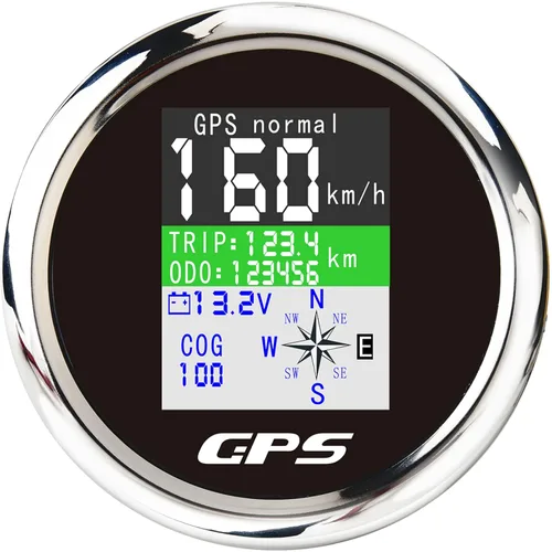 Velocímetro GPS de 3-3/8" 85mm, Velocímetro GPS para embarcaciones, odómetro impermeable, antena negra, pantalla TFT, mph, nudos y km/h digitales,