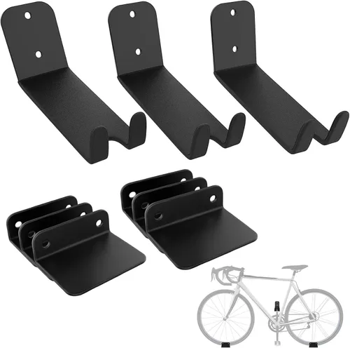 Miniatura 10 de WALMANN Paquete de 2 soportes para pedales de bicicleta, soporte de pared horizontal resistente para pared de garaje, soporte de exhibición