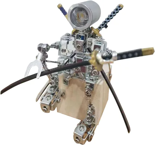 Miniatura 12 de Steampunk Cyberpunk Robot Lámpara de mesa - Decoración de habitación, luz nocturna y adorno de escritorio de metal creativo