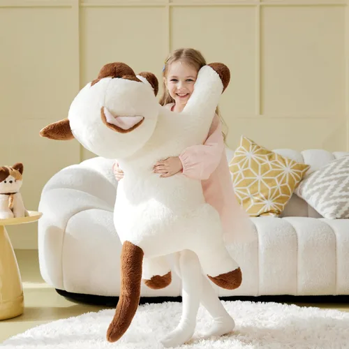 Miniatura 5 de IKASA Juguete de peluche de gato siamés gigante, juguetes suaves grandes y grandes, 30 pulgadas, lindo tamaño enorme mullido, peluche de gran