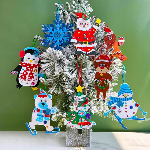 Miniatura 6 de Winlyn 24 juegos de manualidades de Navidad, manualidades de invierno, adornos de Navidad, decoraciones de arte, juegos de espuma, Papá Noel, reno